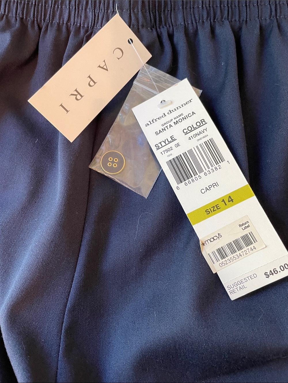 Alfred Dunner Navy Elastic-Waist Dress Pants